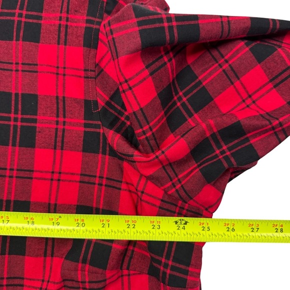 Talbots Womens 3X Red‎ Black Plaid Button Down Top Christmas Party Holidays NEW - Picture 9 of 13